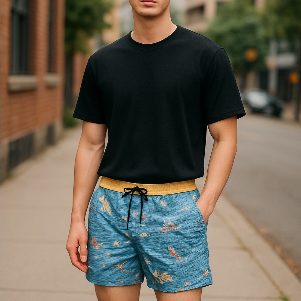 Scotch & Soda Blue Surf Print Board Shorts